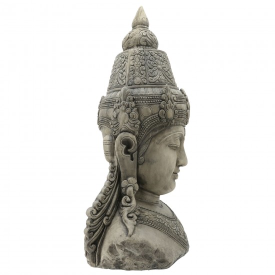 Resin, 42"h Buddha Head, Gray