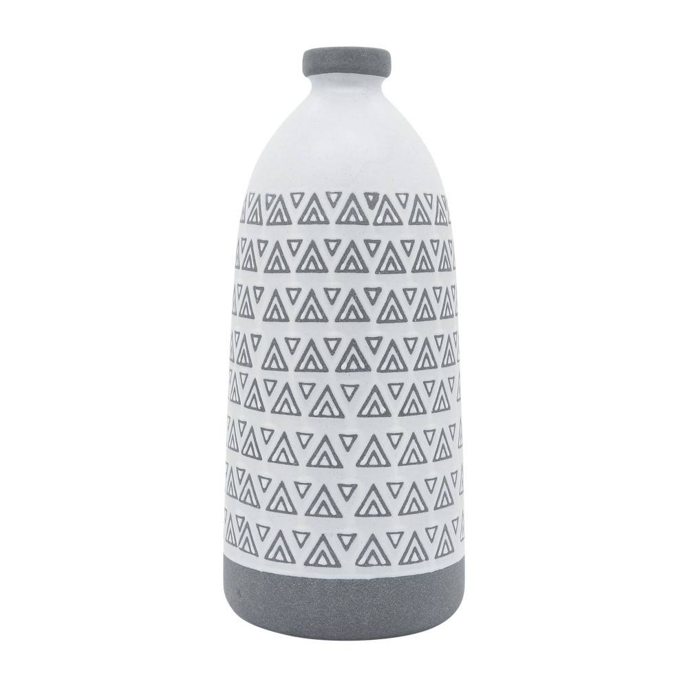 Cer, 18"h Aztec Vase, Gray