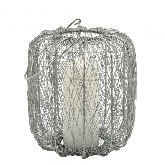 Metal, 10"h Wire Lantern, Silver