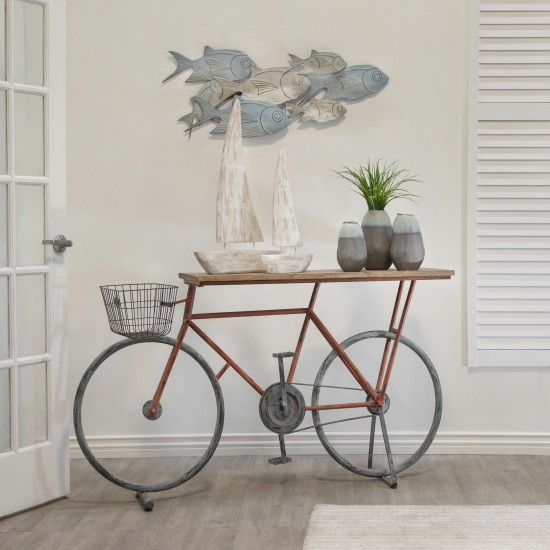 Bicycle Console Table, Red/blue