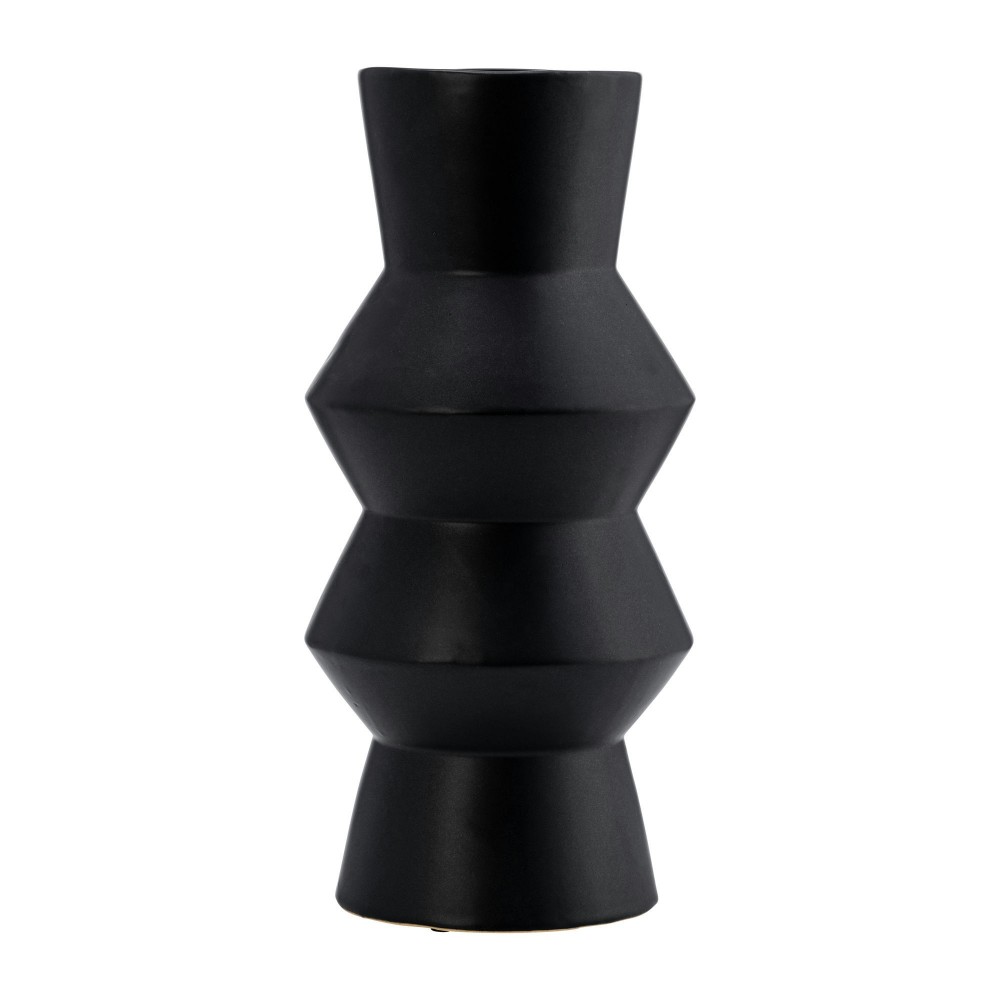 Cer, 12"h Totem Vase, Black