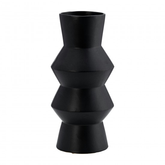 Cer, 12"h Totem Vase, Black