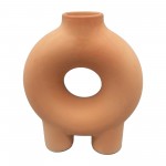 Cer,7",donut Footed Vase,terracotta