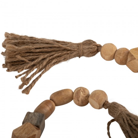 Wood, 25" Bead Garland, Natural