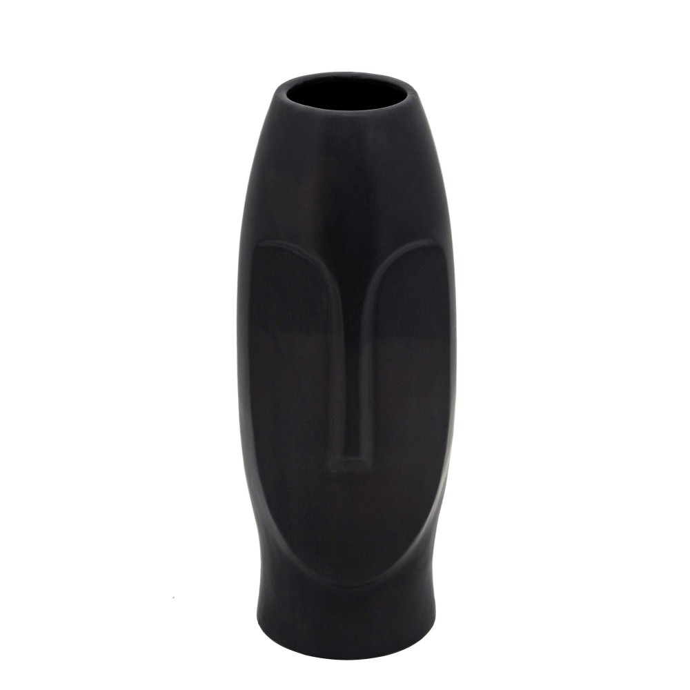 14"h Face Vase, Black