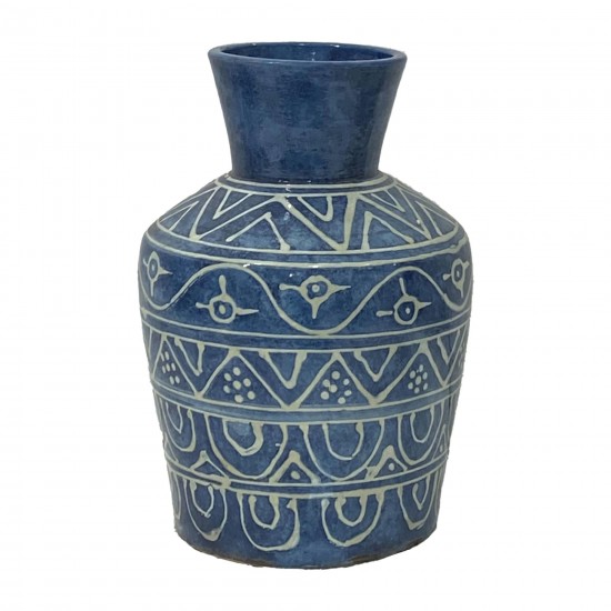 Terracotta, 16"h Vase, Blue