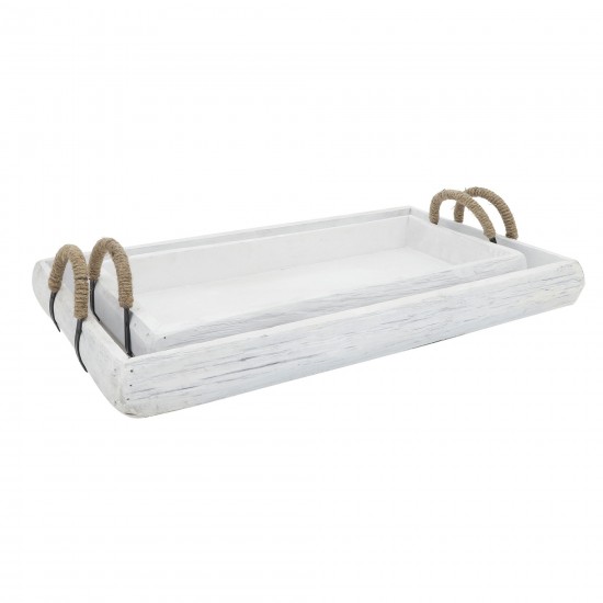 S/2 Wood Trays, White Wash