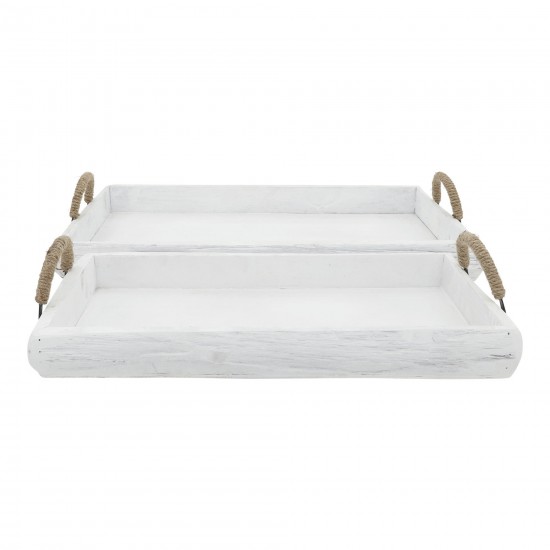 S/2 Wood Trays, White Wash