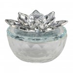 Glass Trinket Box Clear W/silver Lotus Top