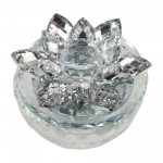 Glass Trinket Box Clear W/silver Lotus Top