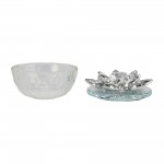 Glass Trinket Box Clear W/silver Lotus Top