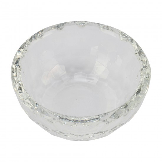 Glass Trinket Box Clear W/silver Lotus Top