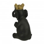 Polyresin 14" Elephant W/ Crown, Black/gold