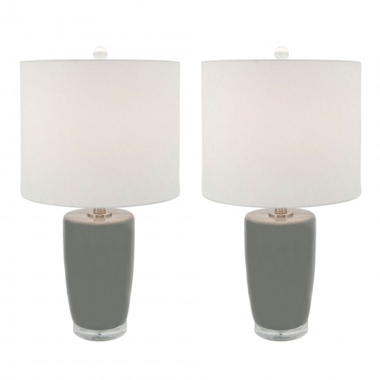 S/2 Ceramic 25" Table Lamps, Gray