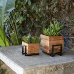 S/2 Wood/metal 7/10" Square Planters, Brown/black