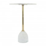 Marble/metal, 20"h Side Table, White/gold Kd