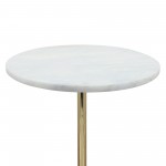 Marble/metal, 20"h Side Table, White/gold Kd