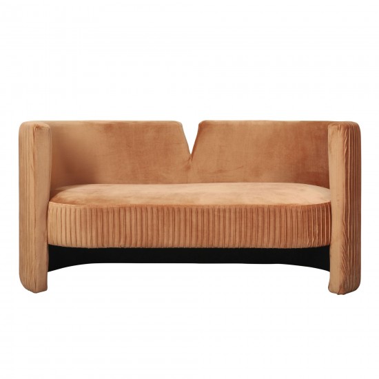 Pleated Velveteen Sofa, Rust