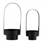 S/2 14/17", Metal Lantern, Black