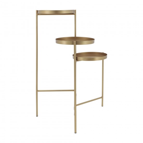 Metal, 32"h 3-layered Plant Stand, Gold