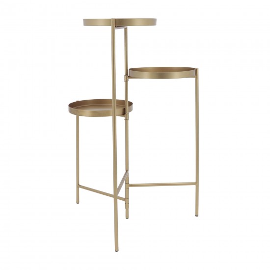 Metal, 32"h 3-layered Plant Stand, Gold