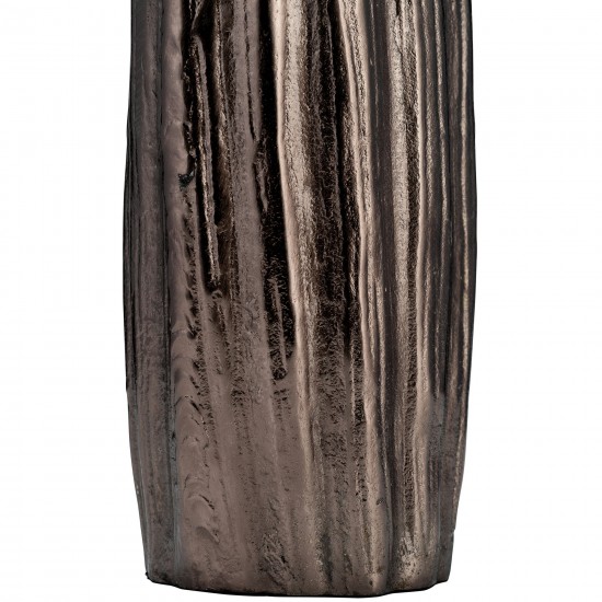 Metal, 20"h, Abstract Ridged Vase, Blk Nickel