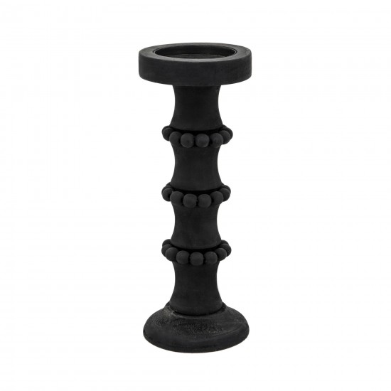 Wood, 13" Antique Style Candle Holder, Black