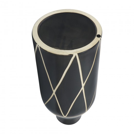 Cer, 16"h Tribal Vase, Black