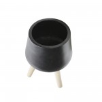 S/2 11/15" Planter W/ Wood Legs, Matte Black