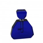 Blue Crystal Perfume Bottle, Wide 6"