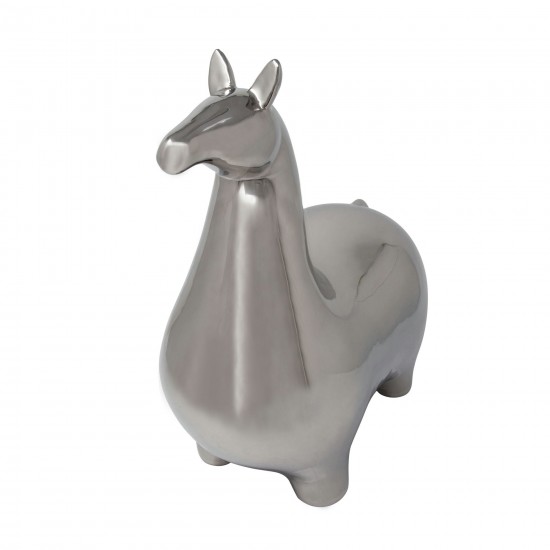 Silver Ceramic Llama, 14.5"