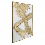 74x50 Handpainted Oil Canvas Abstract, Gold/gray