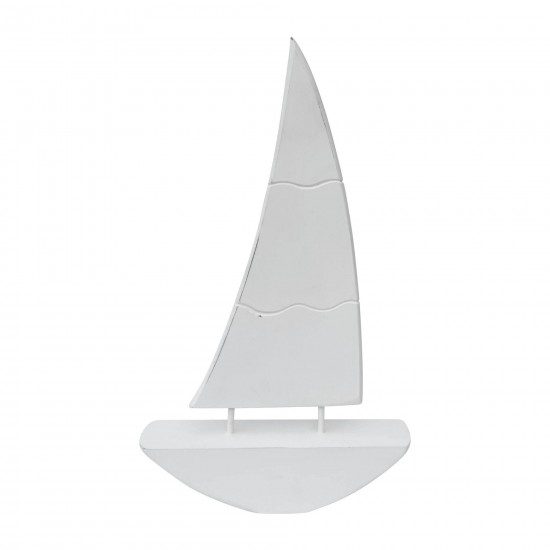 Wood, 19" Sailboat, White