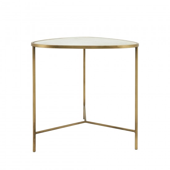 Metal, S/2 18/20" Side Tables, White/gld