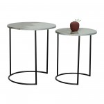 Metal, S/2 22/24" Round Side Tables, Ombre Gray/mo