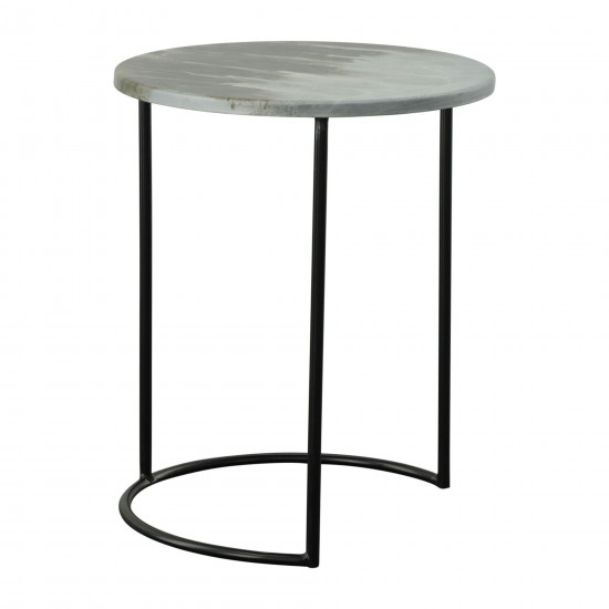 Metal, S/2 22/24" Round Side Tables, Ombre Gray/mo