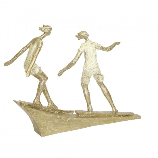 Polyresin 11" Surfing Couple,white / Gold