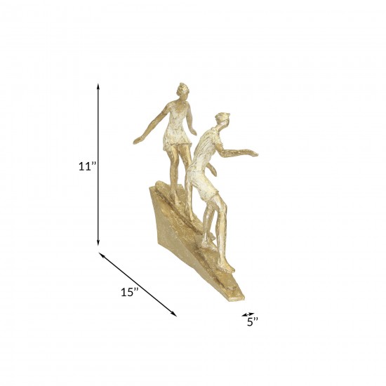 Polyresin 11" Surfing Couple,white / Gold