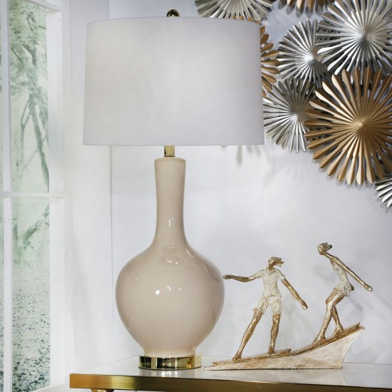 Polyresin 11" Surfing Couple,white / Gold
