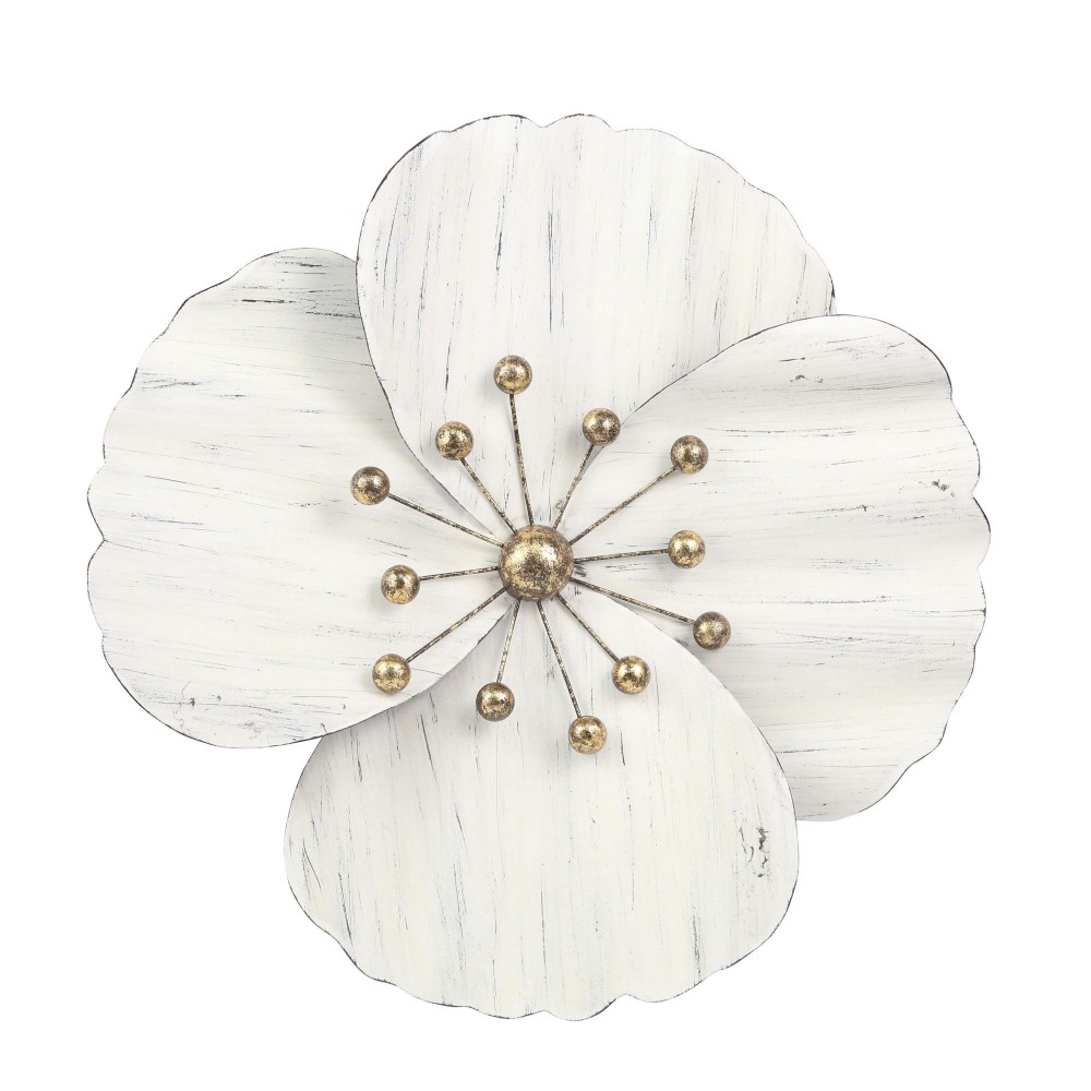 Metal 18" Wall Flower, White,wb