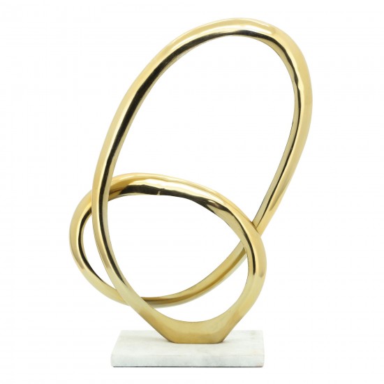 Metal 16"h Loop W/ Marble Base, Gold