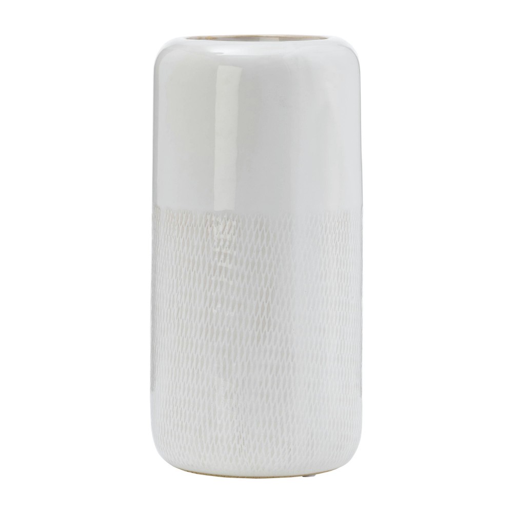 Cer, 18"h Grooved Vase, Ivory Cer, 18"h Grooved Vase, Ivory