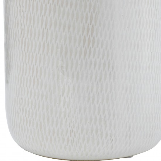 Cer, 18"h Grooved Vase, Ivory