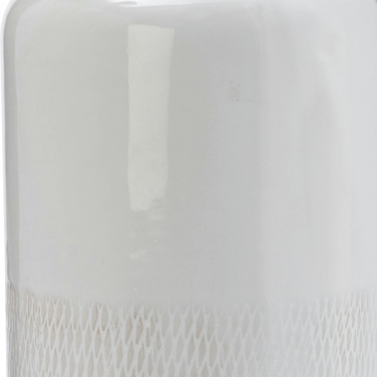 Cer, 18"h Grooved Vase, Ivory