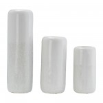 Cer, 18"h Grooved Vase, Ivory