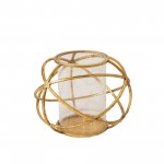 S/2 6" Orb Candle Holder , Gold
