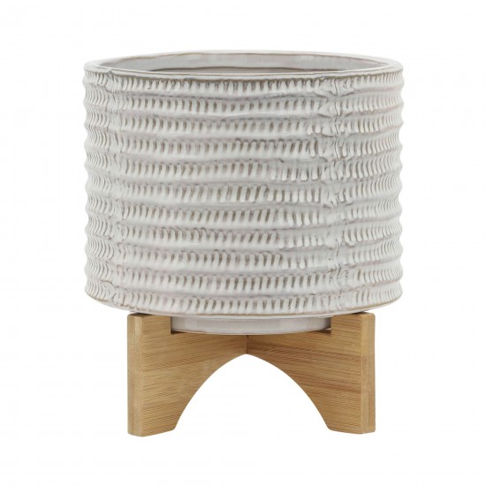 Ceramic 8" Planter On Stand, Ivory