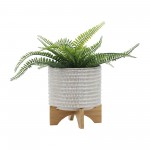 Ceramic 8" Planter On Stand, Ivory