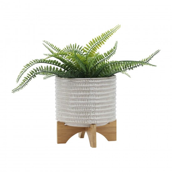 Ceramic 8" Planter On Stand, Ivory