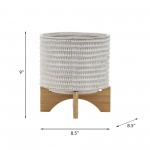 Ceramic 8" Planter On Stand, Ivory